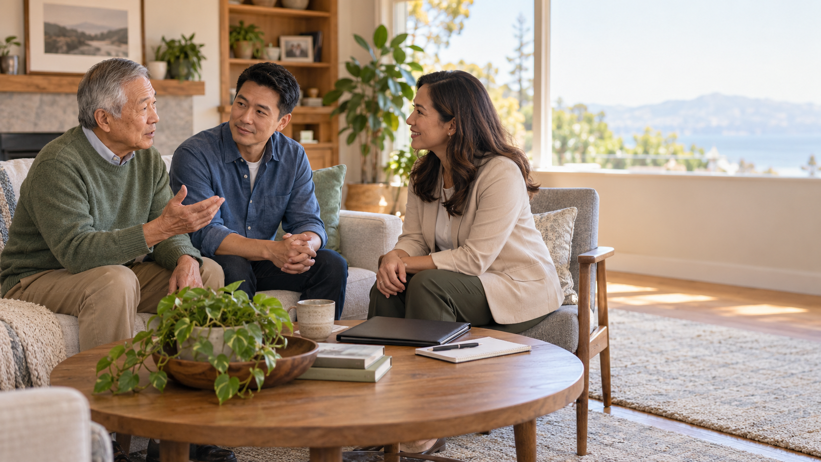 Care coordinator meeting with a Bay Area family in their home